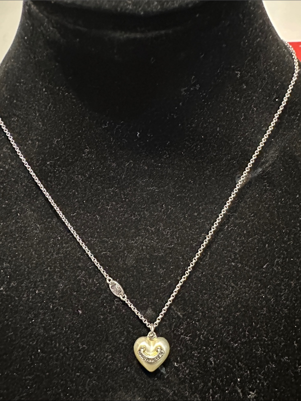 Juicy couture Silver Heart Pendant Necklace with Yellow Gold Accent